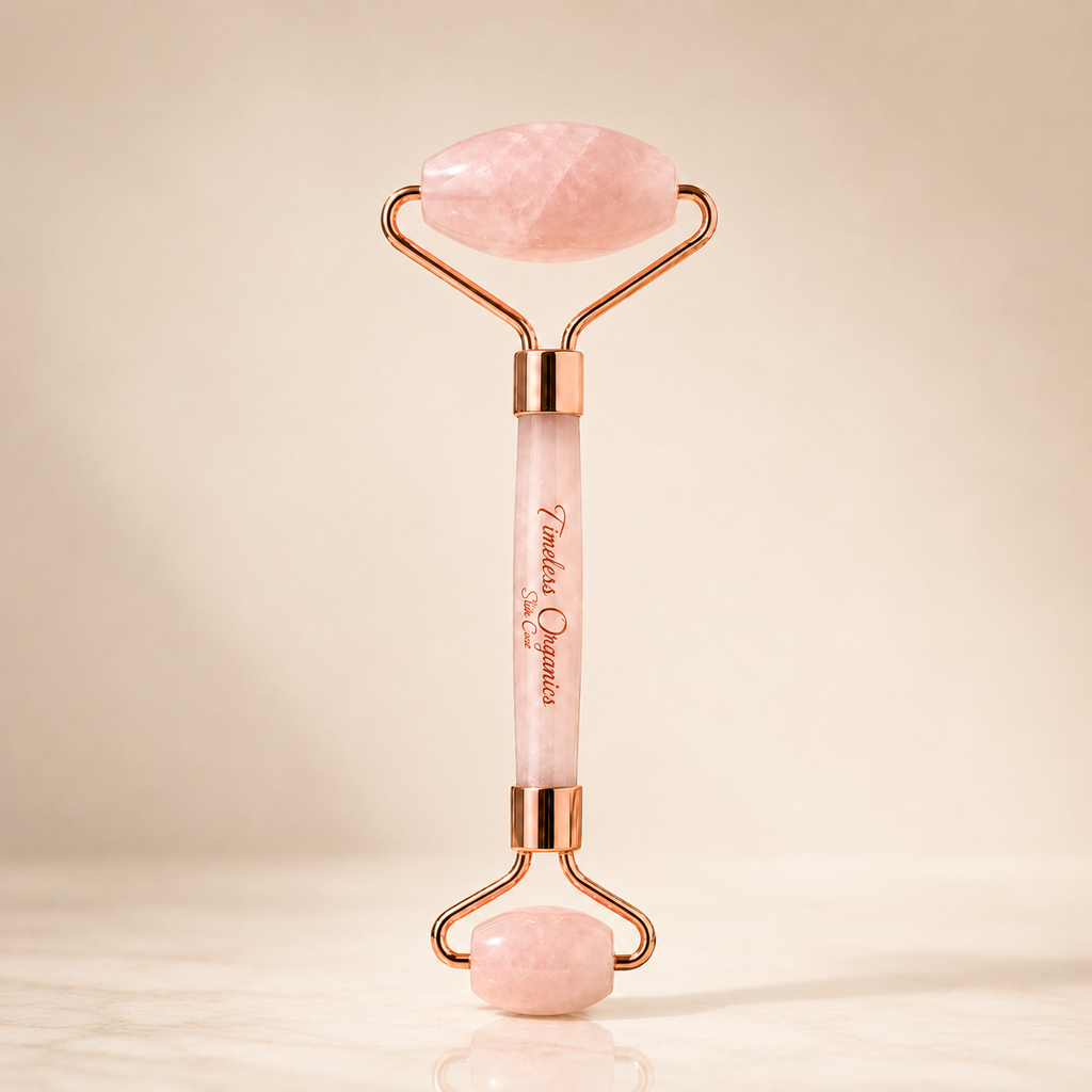 Timeless Rose Quartz Facial Roller & Travel Case