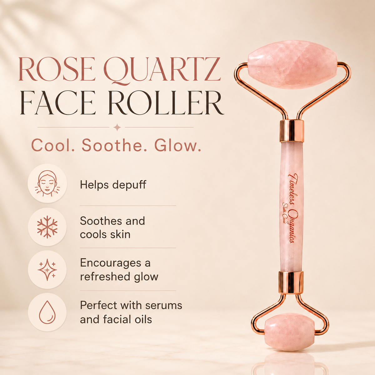 Timeless Rose Quartz Facial Roller & Travel Case