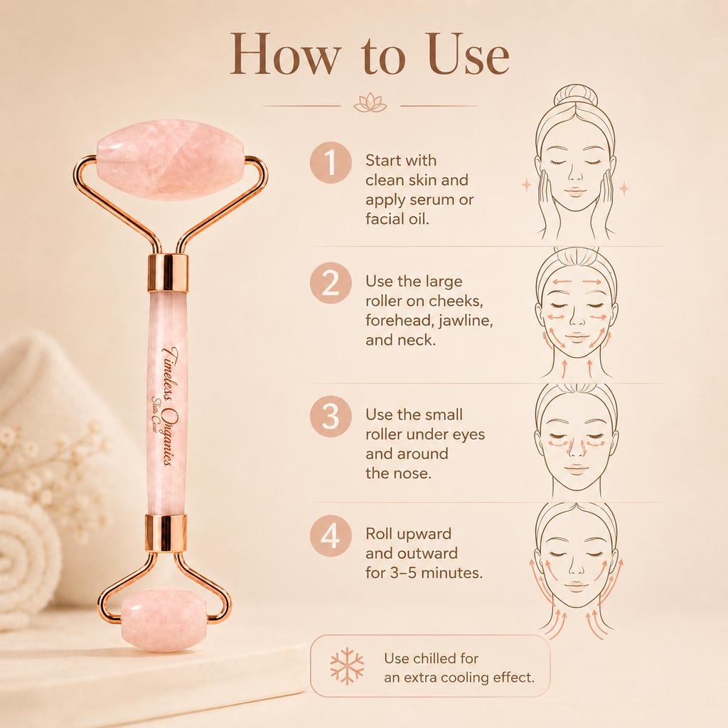 Timeless Rose Quartz Facial Roller & Travel Case