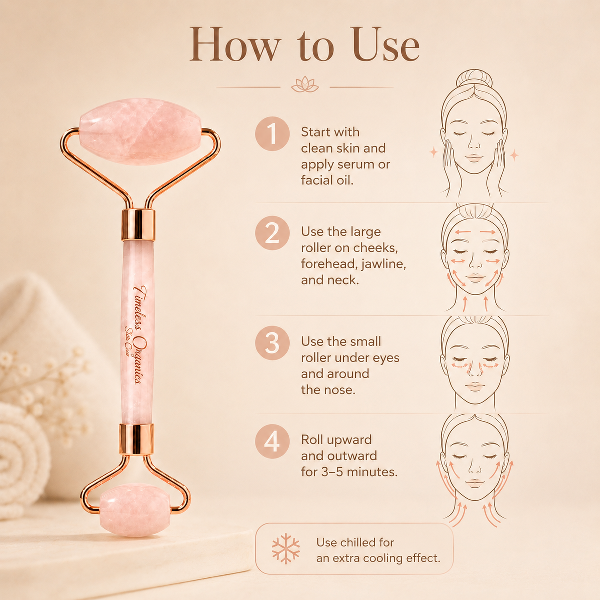 Timeless Rose Quartz Facial Roller & Travel Case