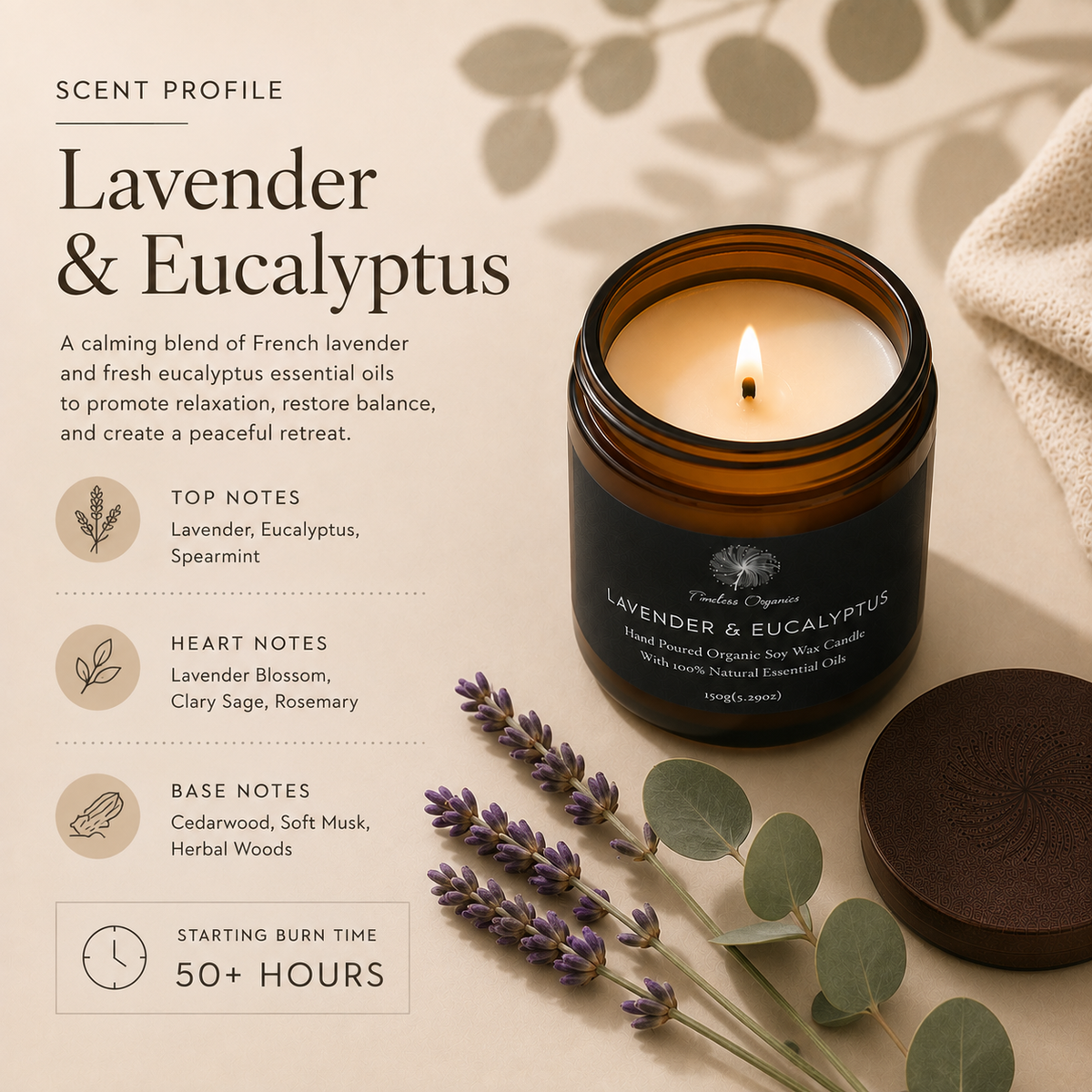 Timeless Lavender & Eucalyptus Soy Candle