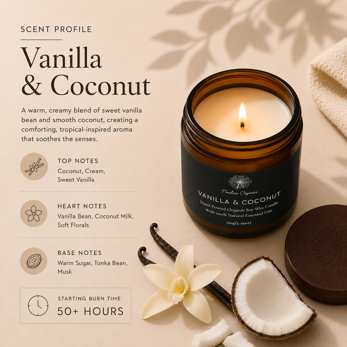 Timeless Vanilla & Coconut Soy Candle