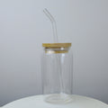 The Clarté Everyday Glass — Clear glass · natural bamboo · 350 ml