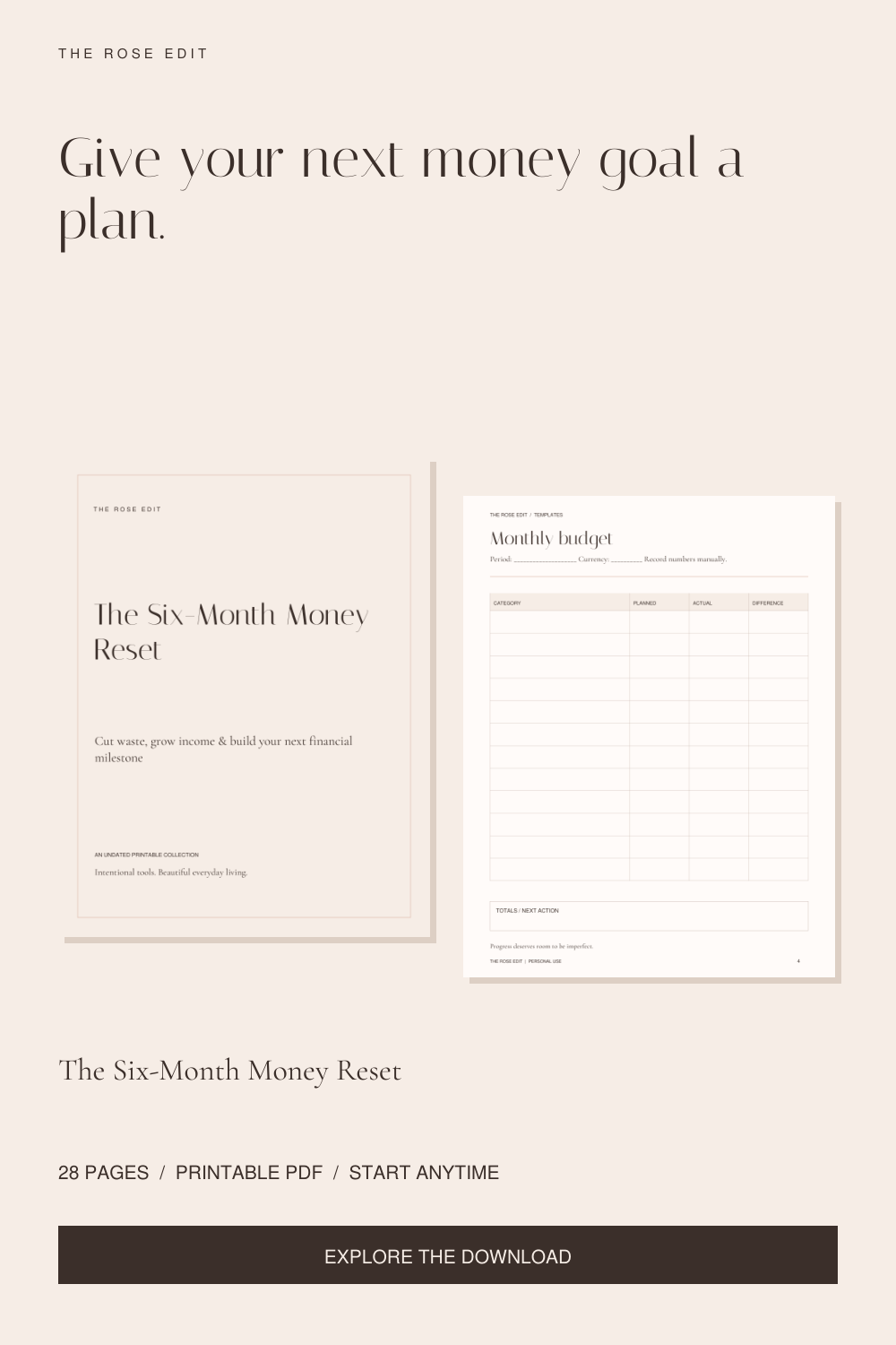 Six-Month Money Reset | Budget & Income Planning PDF