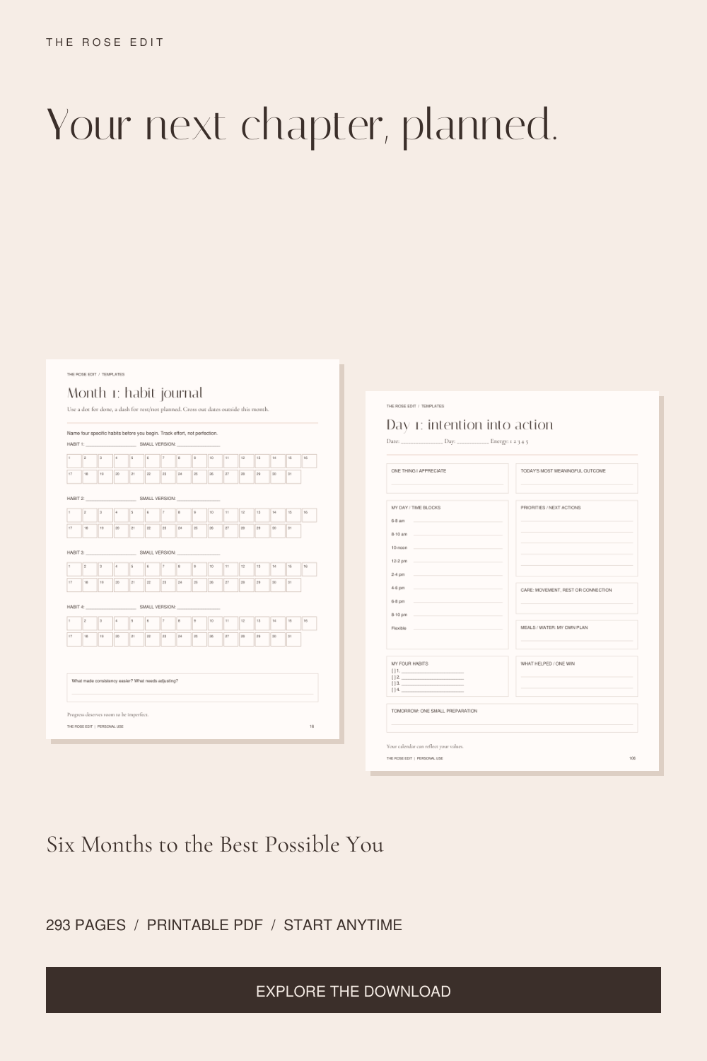 Six-Month Life Planner | Goals, Habits & Daily Planning