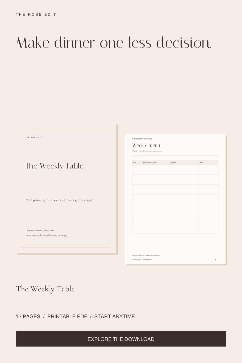 The Weekly Table | Meal Planner & Grocery List PDF
